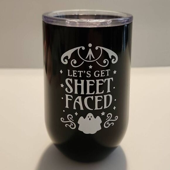 Zinny Double Walled Stainless Steel Goblet 16oz NWT BPA Free Black with White Gr - Picture 1 of 8